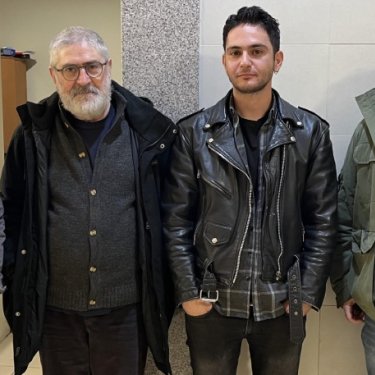 Journalists' organisations, including RSF, with journalist Furkan Karabay before his imprisonment.